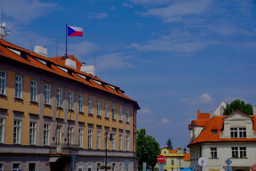 Prague and flag of Czechia